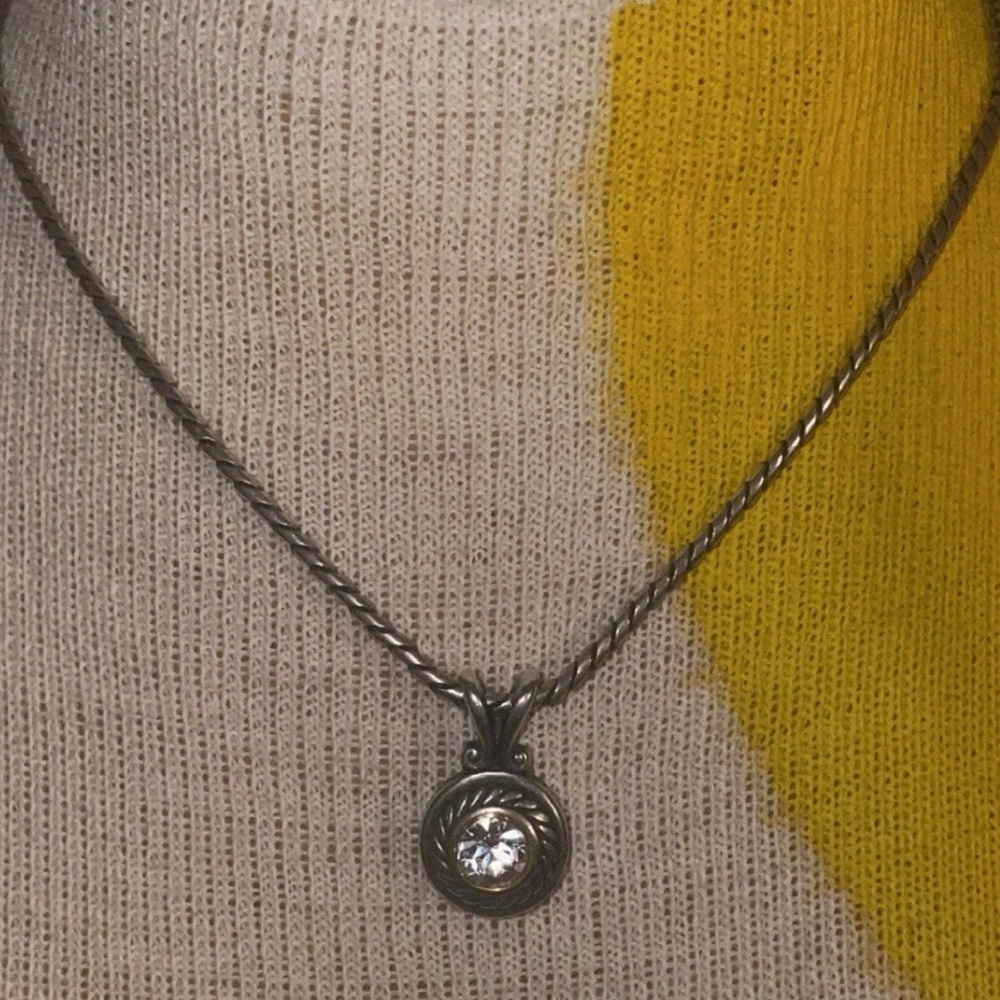 SOLD ON EBAY Brighton HEIRESS Silver Crystal Roped Gold Circle Pendant Necklace